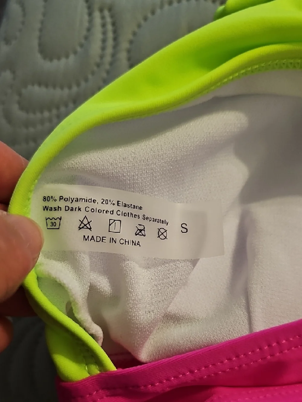 Neon Two-Tone Halter Bikini Set - Hot Pink & Lime